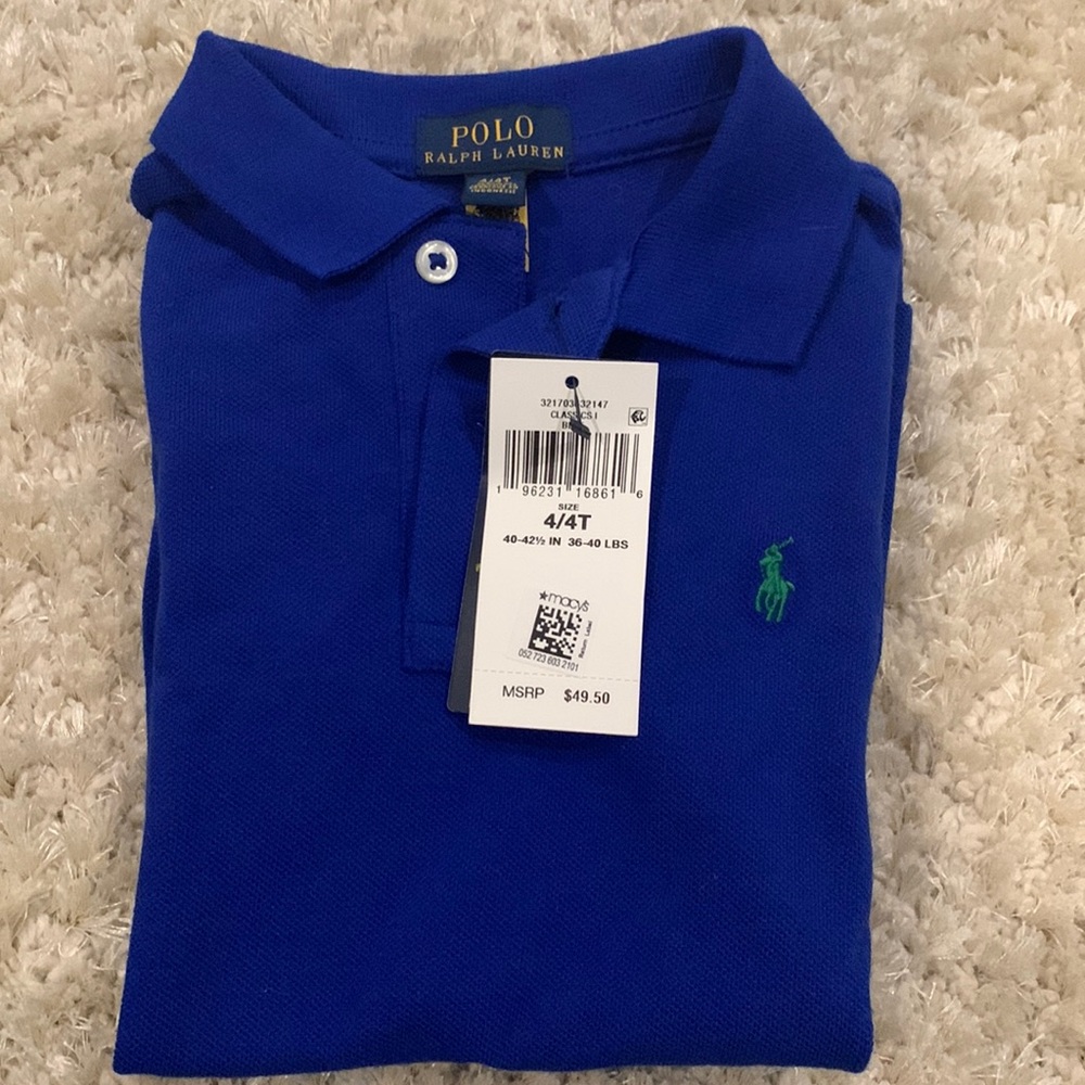 NWT Polo Ralph Lauren SS Blue Polo Size 4/4T